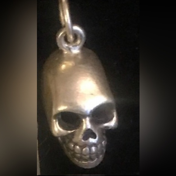 💀Skull 💀926 Stamp Sterling Silver Charm Halloween - Picture 2 of 16
